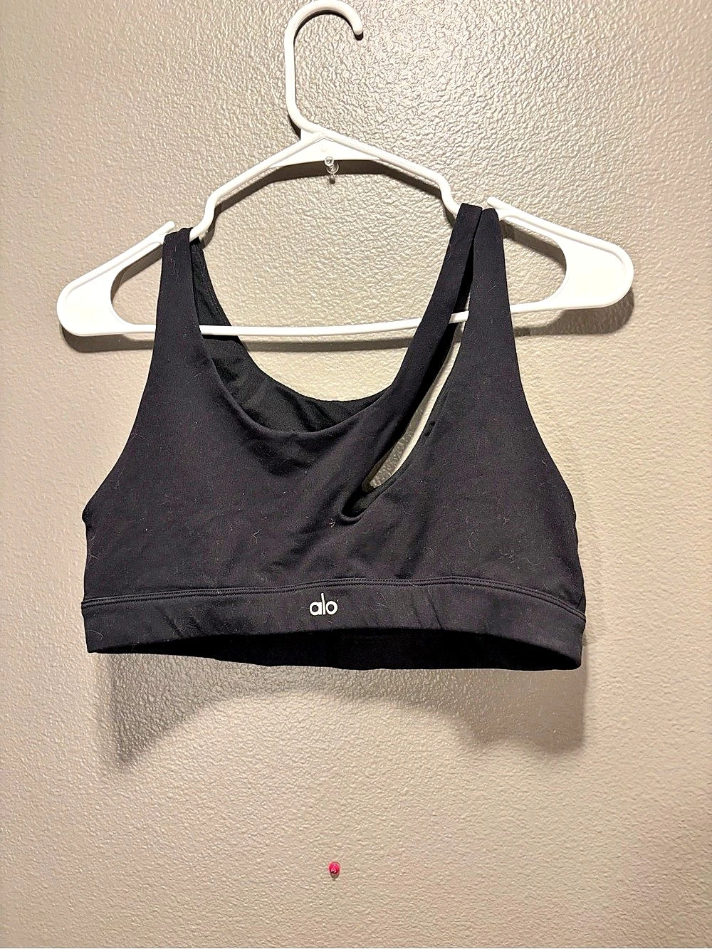 Alo Yoga Womens Black Asymmetric Cutout Double Strap Sports Bra Size Medium M